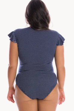 Rashies & Sunsuits|Capriosca Dots Sunsuit Navy/white