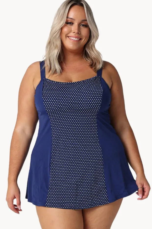One Pieces|Capriosca Dots Swim Dress One Piece Navy/white