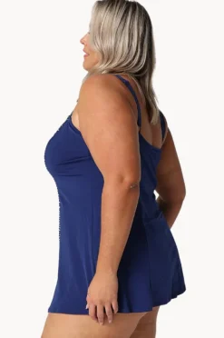 One Pieces|Capriosca Dots Swim Dress One Piece Navy/white