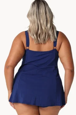 One Pieces|Capriosca Dots Swim Dress One Piece Navy/white