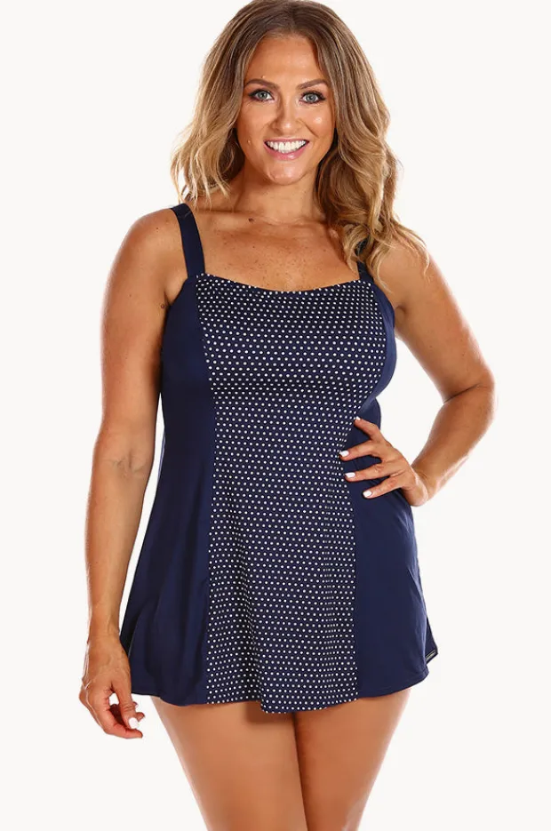 One Pieces|Capriosca Dots Swim Dress One Piece Navy/white