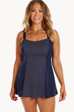 One Pieces|Capriosca Dots Swim Dress One Piece Navy/white