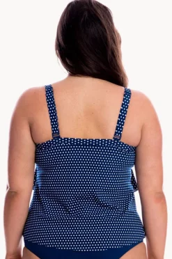 Tankini Tops|Capriosca Dots Tiered Tankini Separate Navy/white
