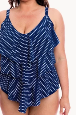 Tankini Tops|Capriosca Dots Tiered Tankini Separate Navy/white