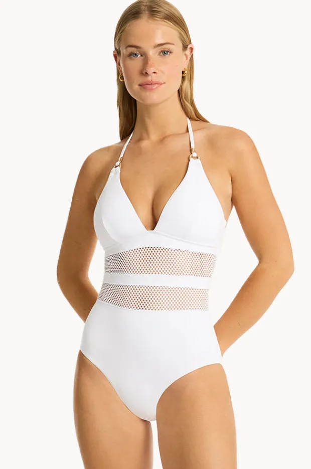 One Pieces|Sea Level Drift Longline Halter One Piece White