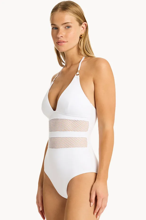 One Pieces|Sea Level Drift Longline Halter One Piece White