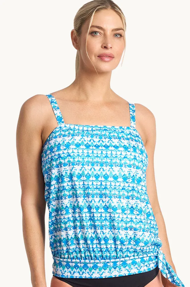 Tankini Tops|Poolproof Dynasty Bandeau Blouson Tankini Separate Jade