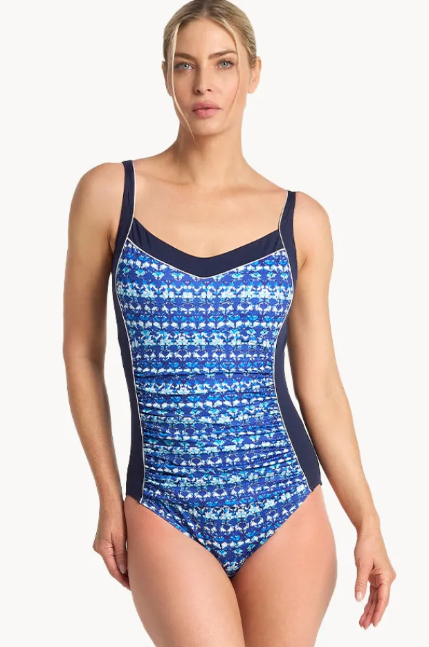 One Pieces|Poolproof Dynasty DD/E Cup Piped One Piece Navy
