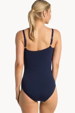 One Pieces|Poolproof Dynasty DD/E Cup Piped One Piece Navy