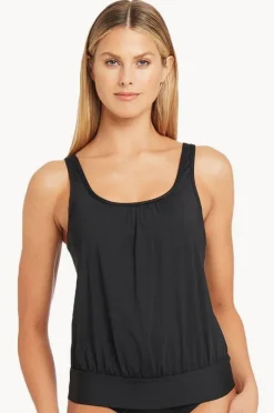 Tankini Tops|Sea Level Eco Essentials Blouson Tankini Separate Black