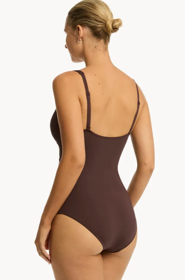 One Pieces|Sea Level Eco Essentials Cross Front One Piece Cocoa