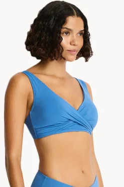 Bikini Tops|Sea Level Eco Essentials Cross Front Bra Denim