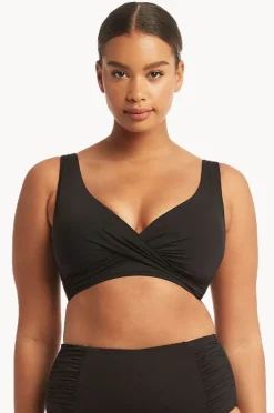 Bikini Tops|Sea Level Eco Essentials Cross Front Bra Black
