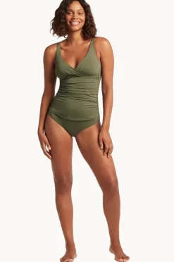 Tankini Tops|Sea Level Eco Essentials Cross Front Tankini Separate Khaki