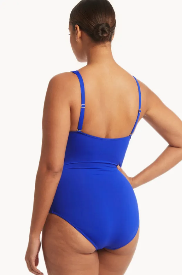 One Pieces|Sea Level Eco Essentials Cross Front One Piece Cobalt