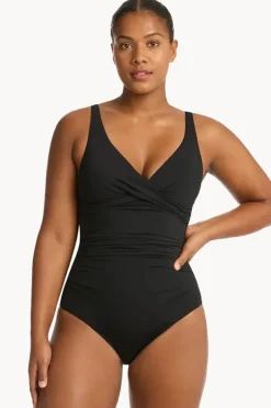 One Pieces|Sea Level Eco Essentials Cross Front One Piece Black