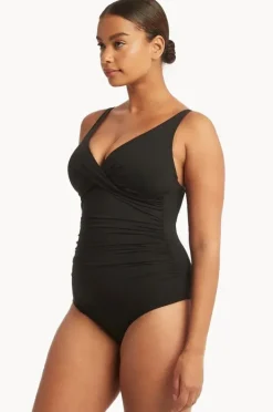 One Pieces|Sea Level Eco Essentials Cross Front One Piece Black
