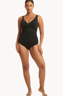 One Pieces|Sea Level Eco Essentials Cross Front One Piece Black