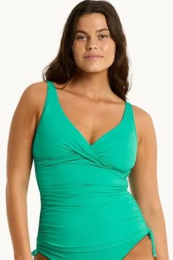 Tankini Tops|Sea Level Eco Essentials Cross Front Tankini Separate Evergreen