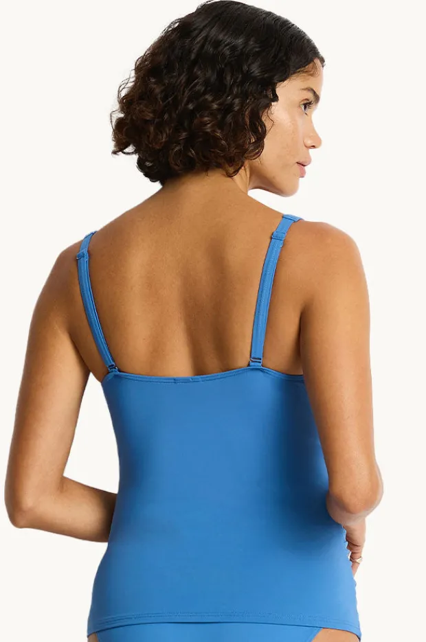 Tankini Tops|Sea Level Eco Essentials Cross Front Tankini Separate Denim
