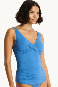 Tankini Tops|Sea Level Eco Essentials Cross Front Tankini Separate Denim