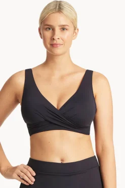 Bikini Tops|Sea Level Eco Essentials Cross Front Bra Night sky