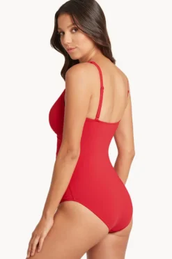 One Pieces|Sea Level Eco Essentials Cross Front One Piece Red