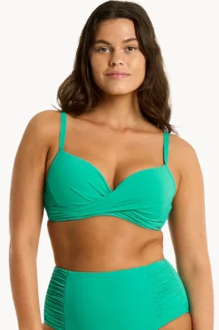 Bikini Tops|Sea Level Eco Essentials D/DD Cup Cross Front Bra Evergreen