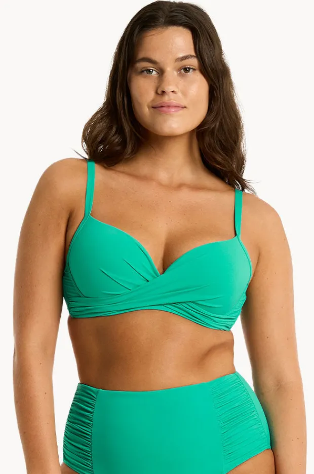 Bikini Tops|Sea Level Eco Essentials D/DD Cup Cross Front Bra Evergreen