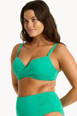 Bikini Tops|Sea Level Eco Essentials D/DD Cup Cross Front Bra Evergreen