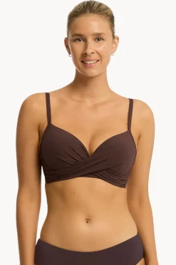 Bikini Tops|Sea Level Eco Essentials D/DD Cup Cross Front Bra Cocoa