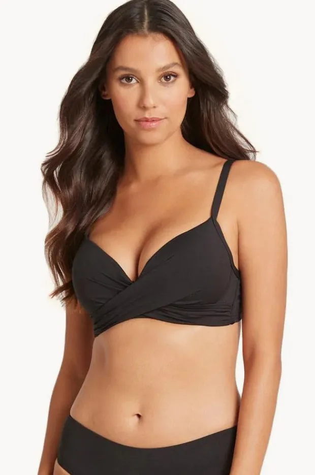Bikini Tops|Sea Level Eco Essentials D/DD Cup Cross Front Bra Black