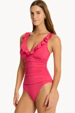 One Pieces|Sea Level Eco Essentials D/DD Cup Frill One Piece Rose