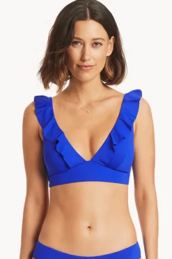 Bikini Tops|Sea Level Eco Essentials Frill Bra Cobalt