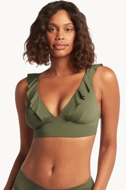 Bikini Tops|Sea Level Eco Essentials Frill Bra Khaki