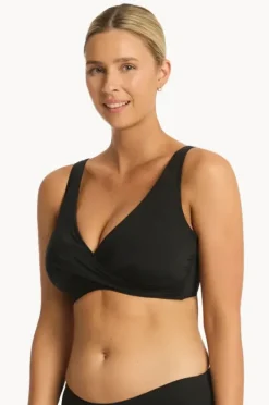 Bikini Tops|Sea Level Eco Essentials G Cup Cross Front Bra Black