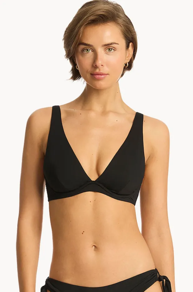 Bikini Tops|Sea Level Eco Essentials Longline Underwire Bra Black