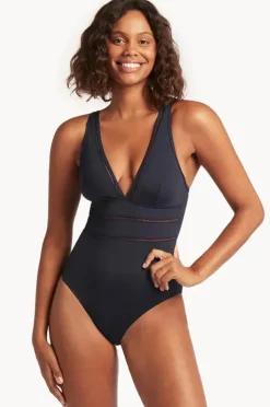 One Pieces|Sea Level Eco Essentials Spliced One Piece Night sky
