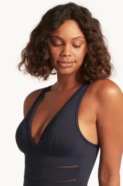 One Pieces|Sea Level Eco Essentials Spliced One Piece Night sky