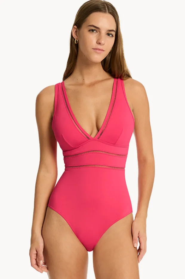 One Pieces|Sea Level Eco Essentials Spliced One Piece Rose