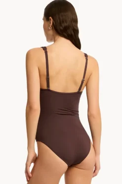 One Pieces|Sea Level Eco Essentials Spliced One Piece Cocoa