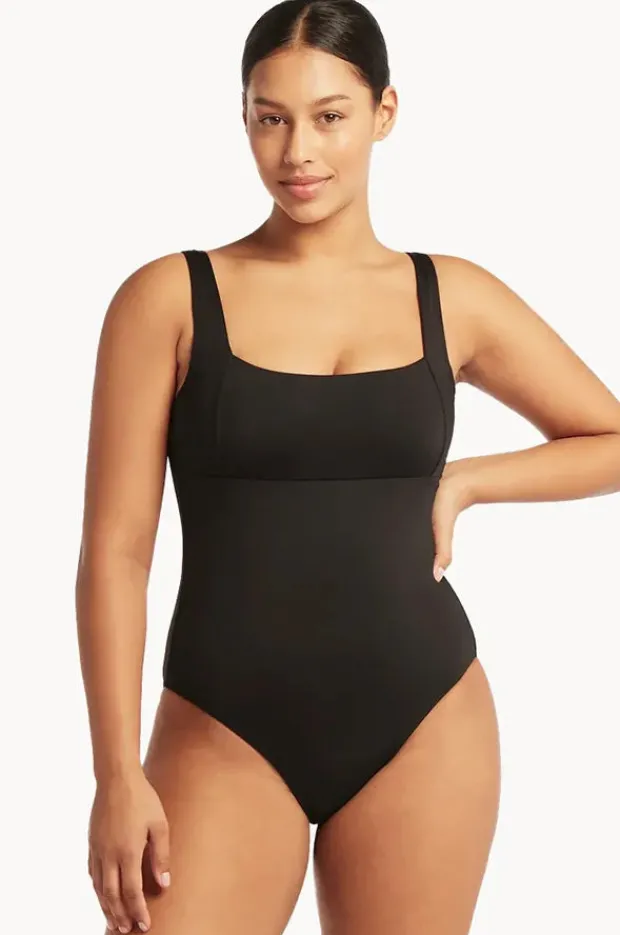 One Pieces|Sea Level Eco Essentials Square Neck One Piece Black