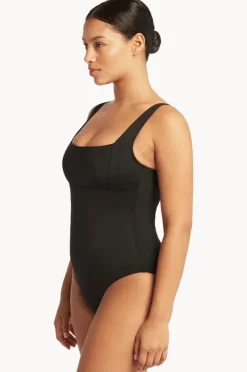 One Pieces|Sea Level Eco Essentials Square Neck One Piece Black