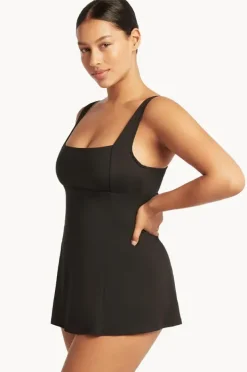 One Pieces|Sea Level Eco Essentials Square Neck Swim Dress Black