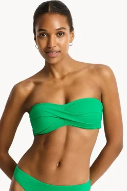 Bikini Tops|Sea Level Eco Essentials Twist Bandeau Kelly green