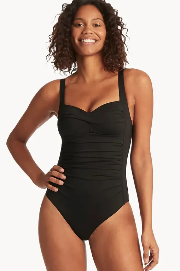 One Pieces|Sea Level Eco Essentials Twist Front One Piece Black