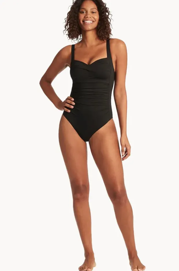 One Pieces|Sea Level Eco Essentials Twist Front One Piece Black