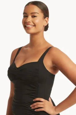 Tankini Tops|Sea Level Eco Essentials Twist Front Tankini Separate Black