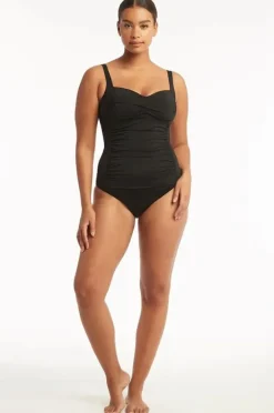 Tankini Tops|Sea Level Eco Essentials Twist Front Tankini Separate Black