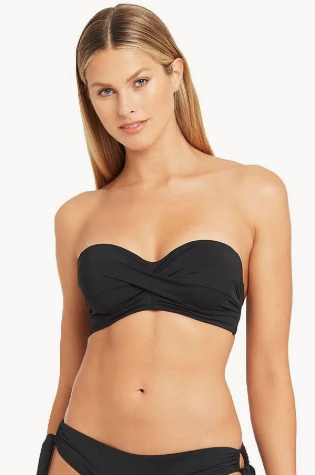 Bikini Tops|Sea Level Eco Essentials Twist Front Bandeau Black